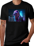 Cyberpunk Lion Graphic Tee - Black