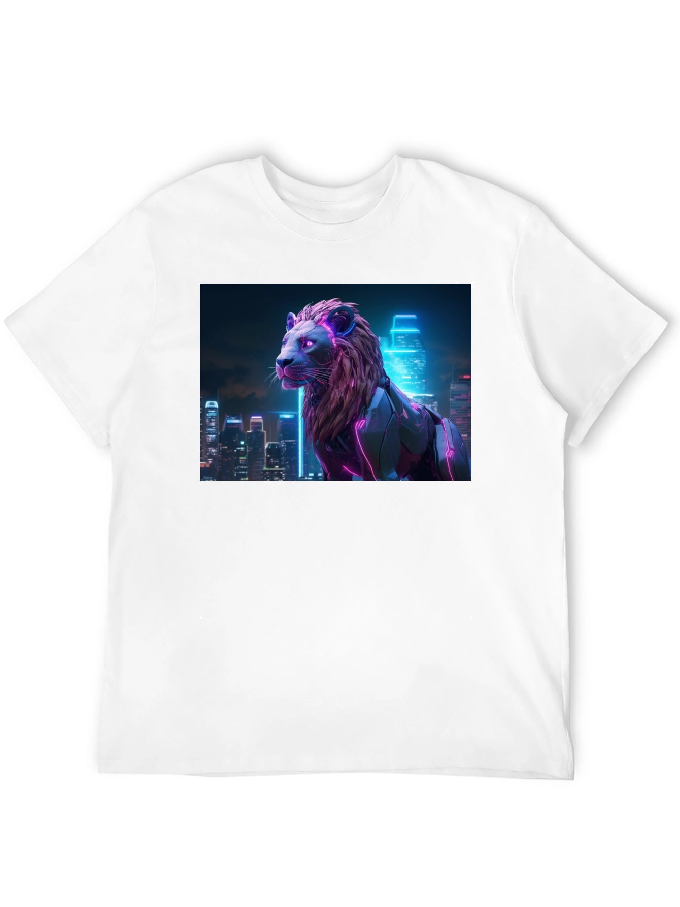 Cyberpunk Lion Graphic Tee - Black