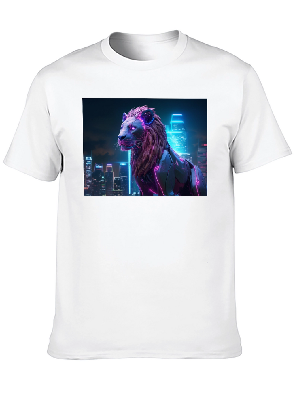 Cyberpunk Lion Graphic Tee - Black