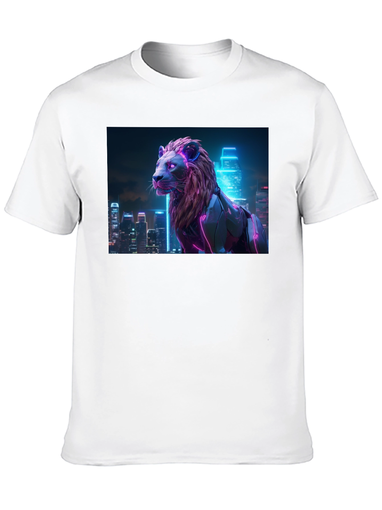 Cyberpunk Lion Graphic Tee - Black