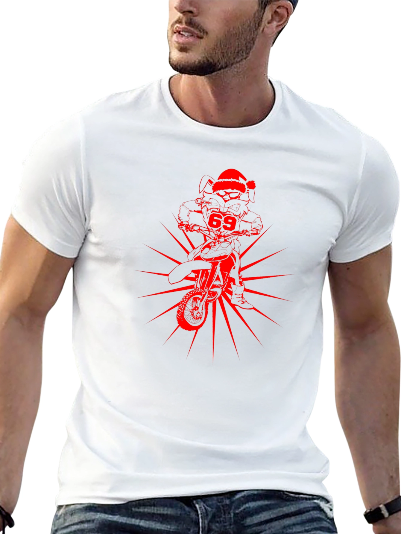 Skull Rider Santa Hat Graphic Tee