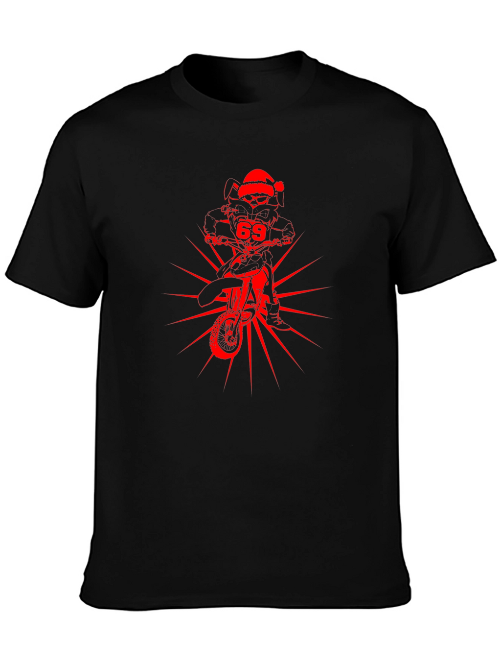 Skull Rider Santa Hat Graphic Tee