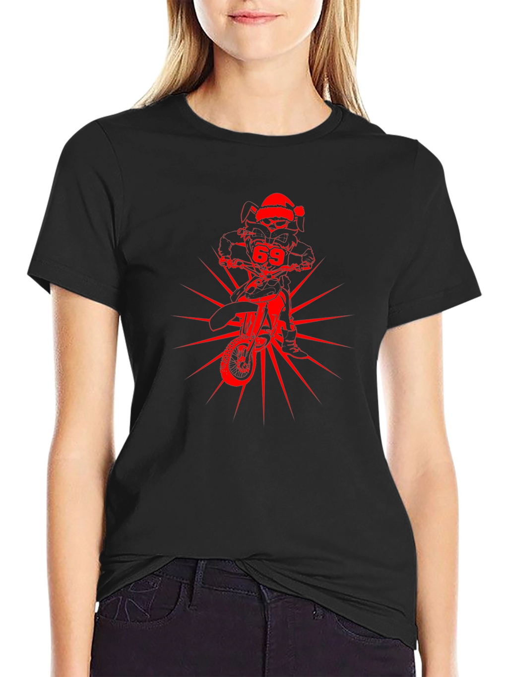 Skull Rider Santa Hat Graphic Tee