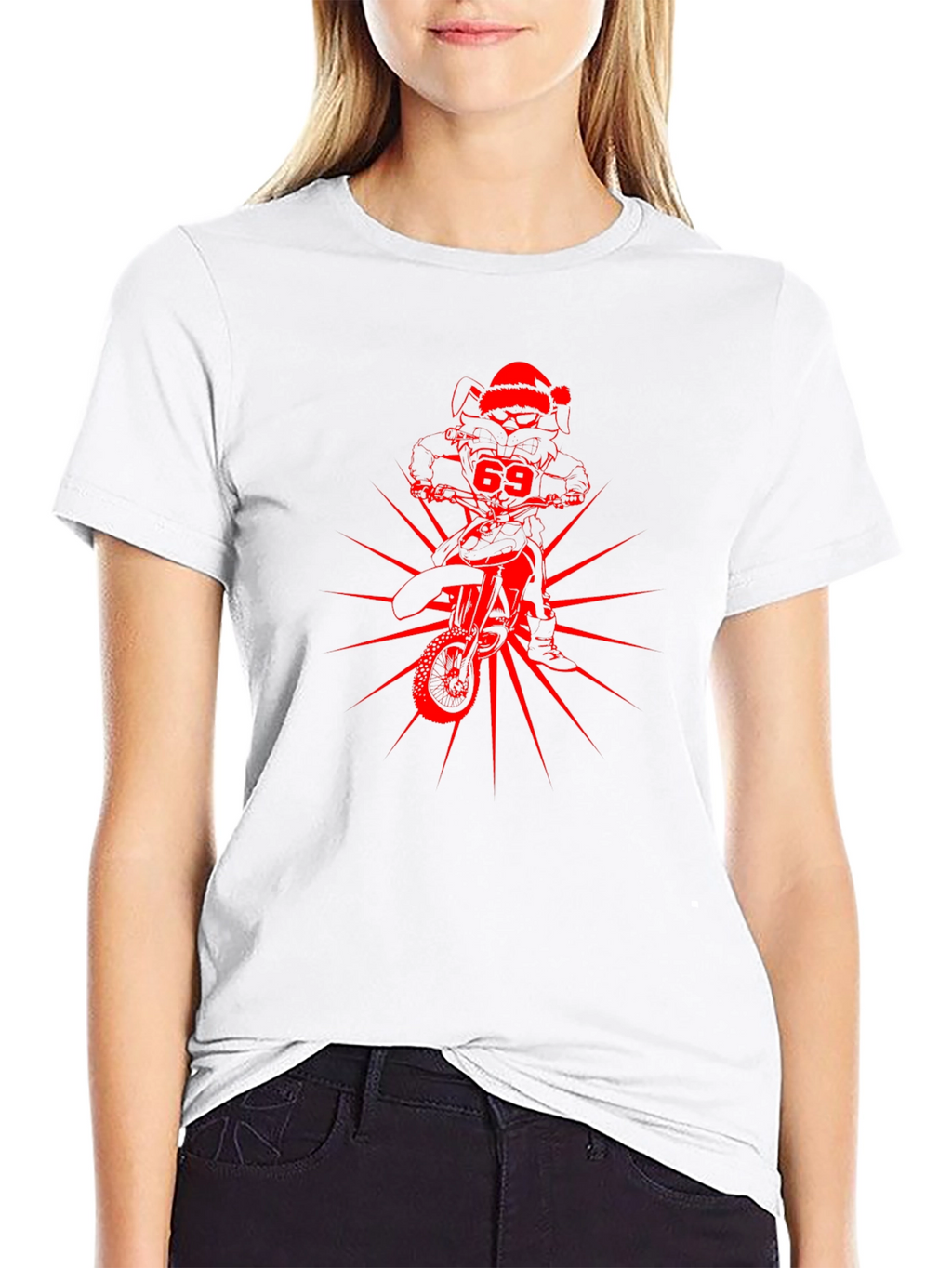 Skull Rider Santa Hat Graphic Tee