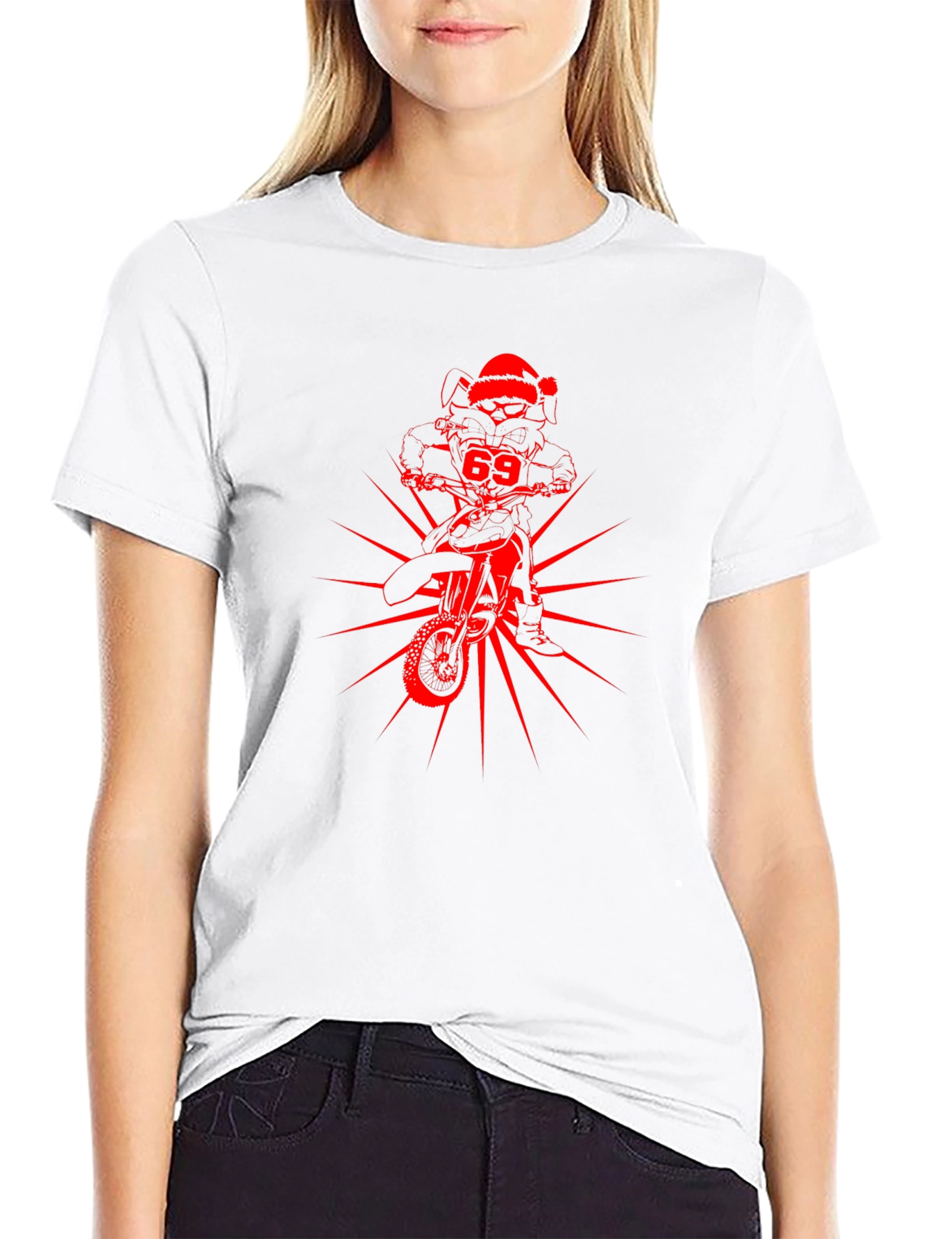 Skull Rider Santa Hat Graphic Tee
