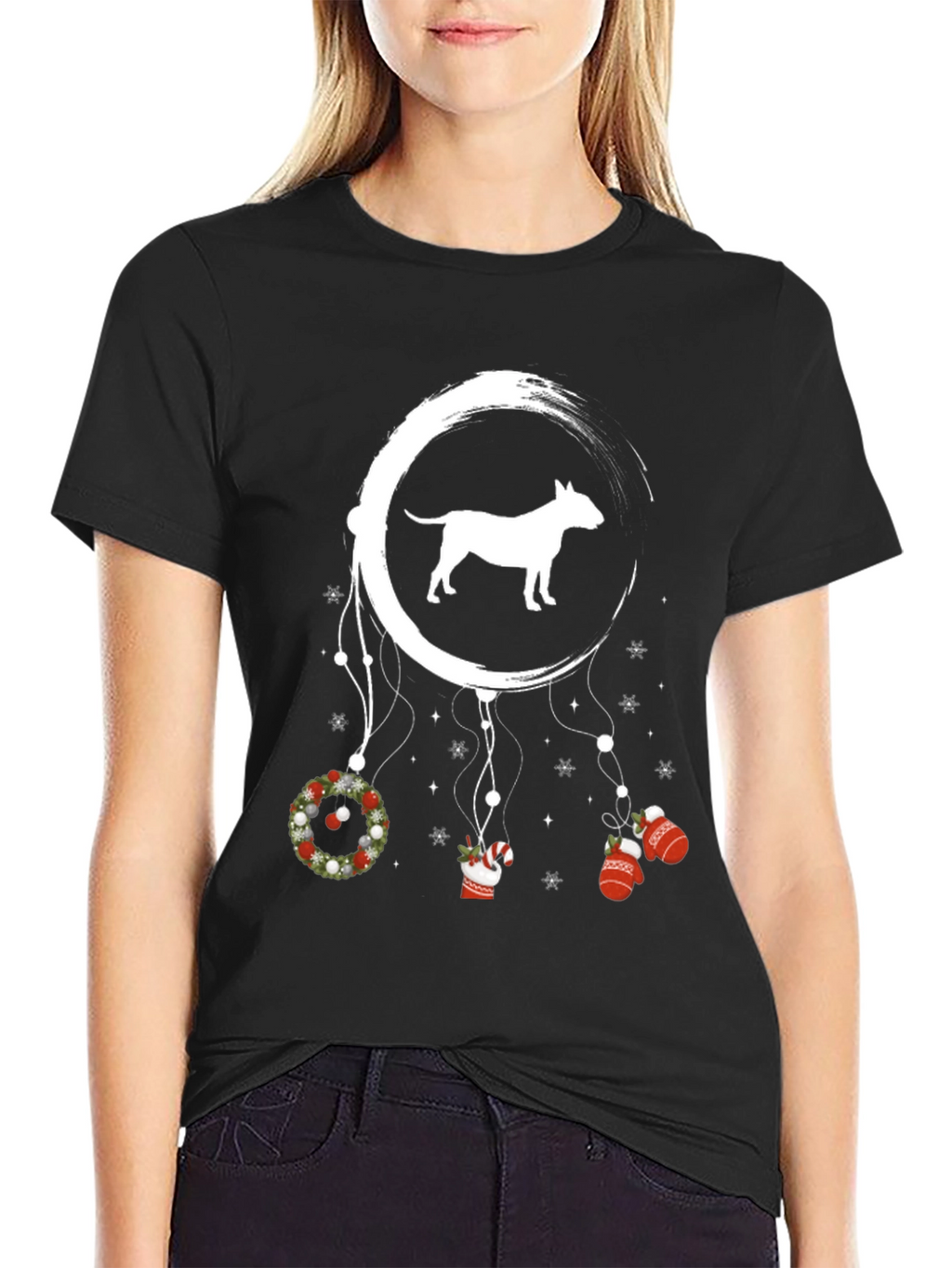 Bull Terrier Christmas Dreamcatcher Graphic Tee