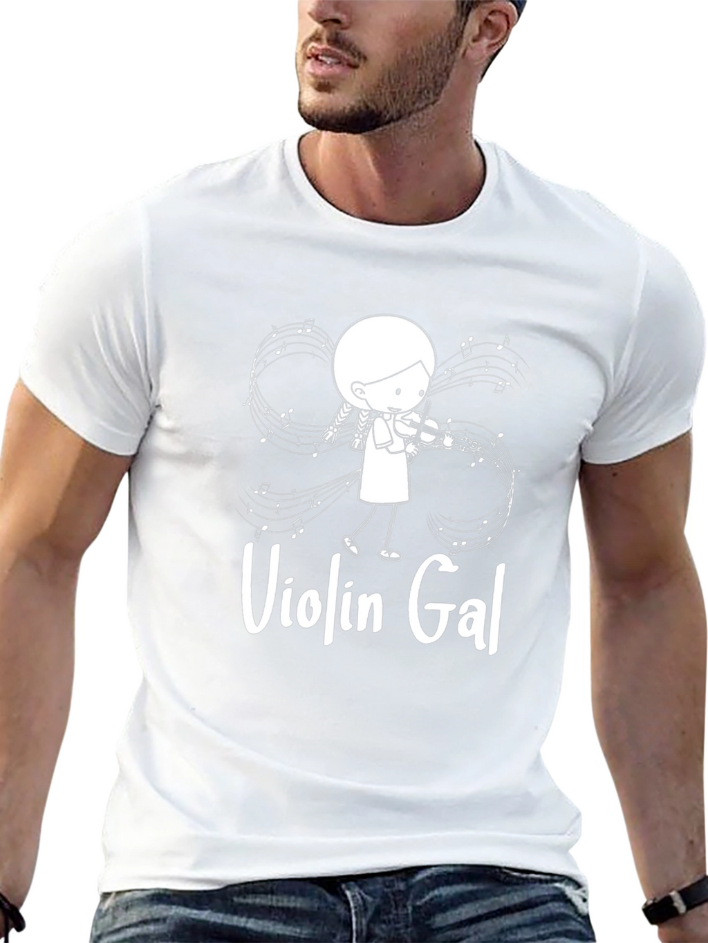 Violin Gal Graphic T-Shirt - Black Cotton Tee