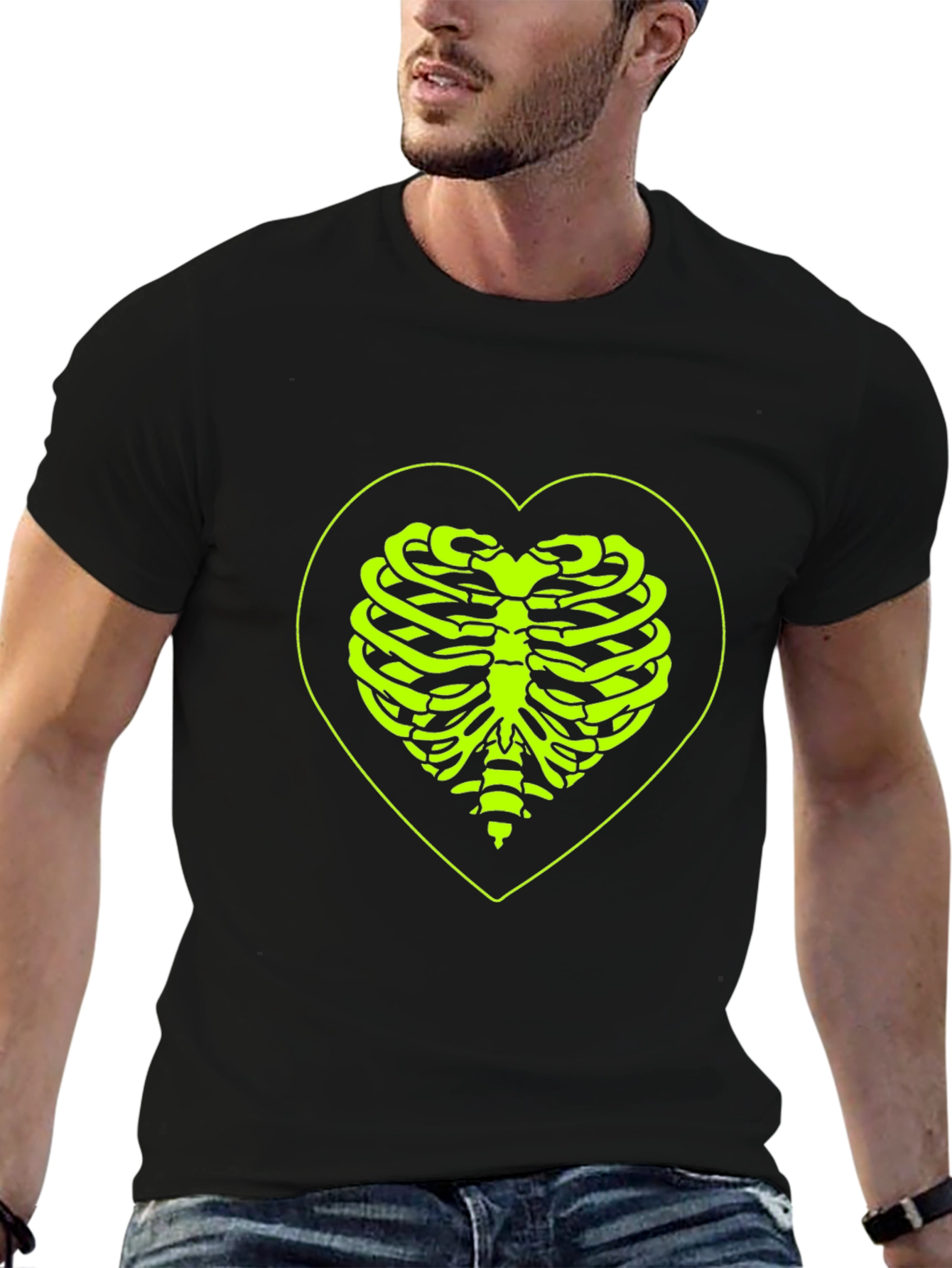 Heart Rib Cage Graphic Tee - Black