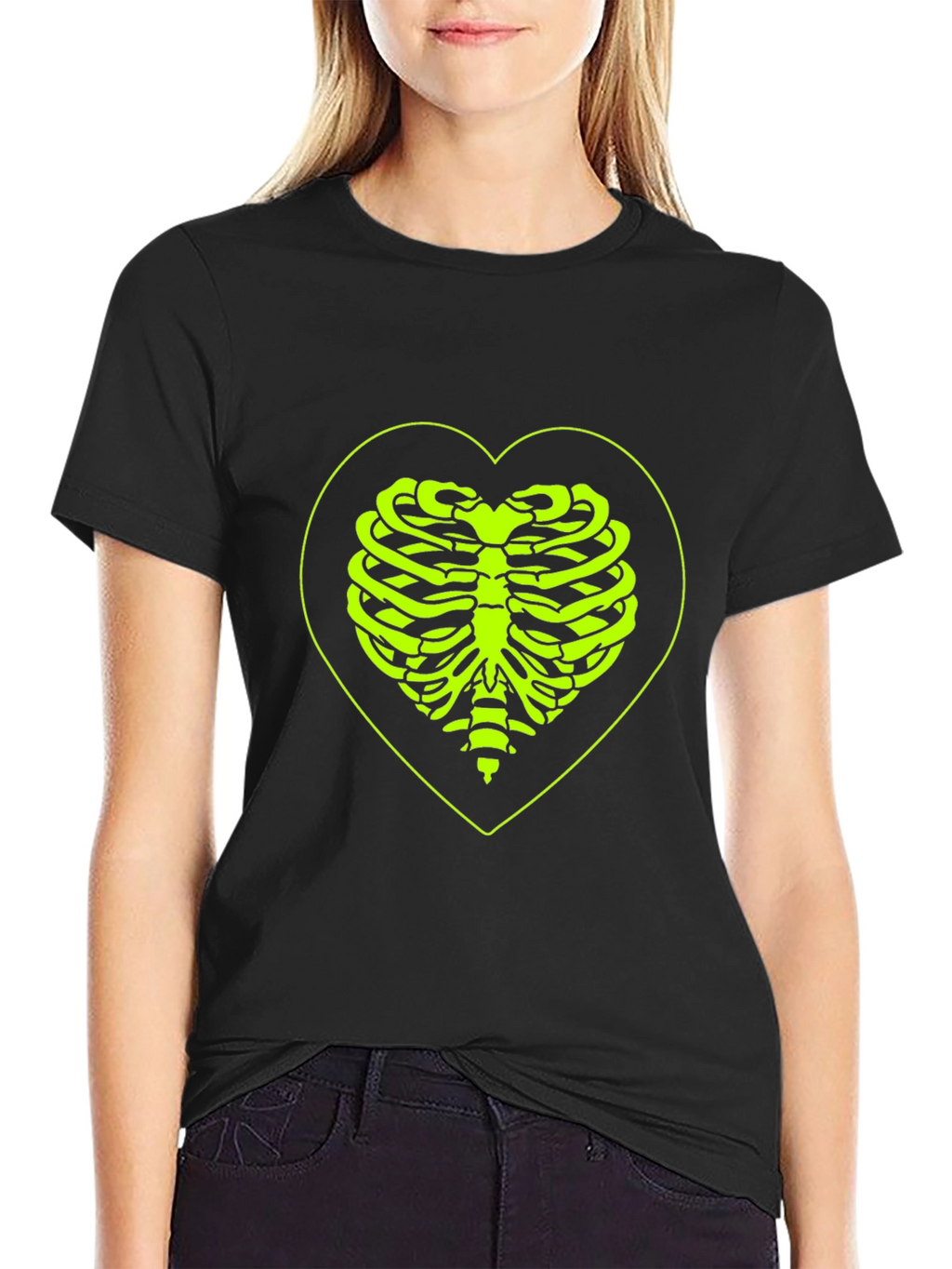 Heart Rib Cage Graphic Tee - Black