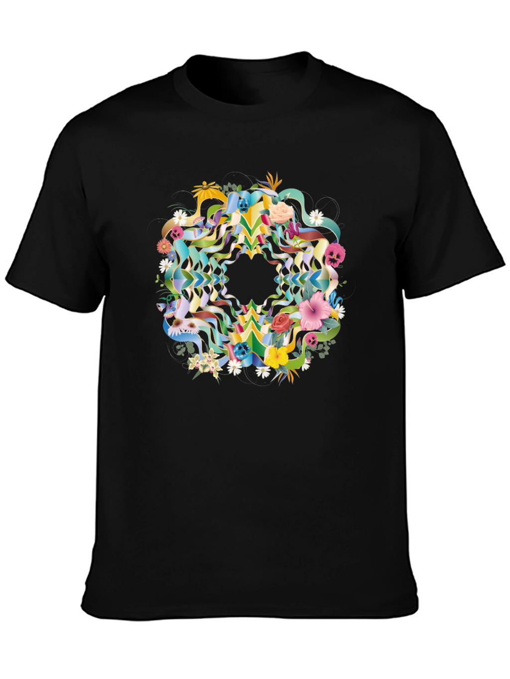 Floral Skull Mandala Black Tee