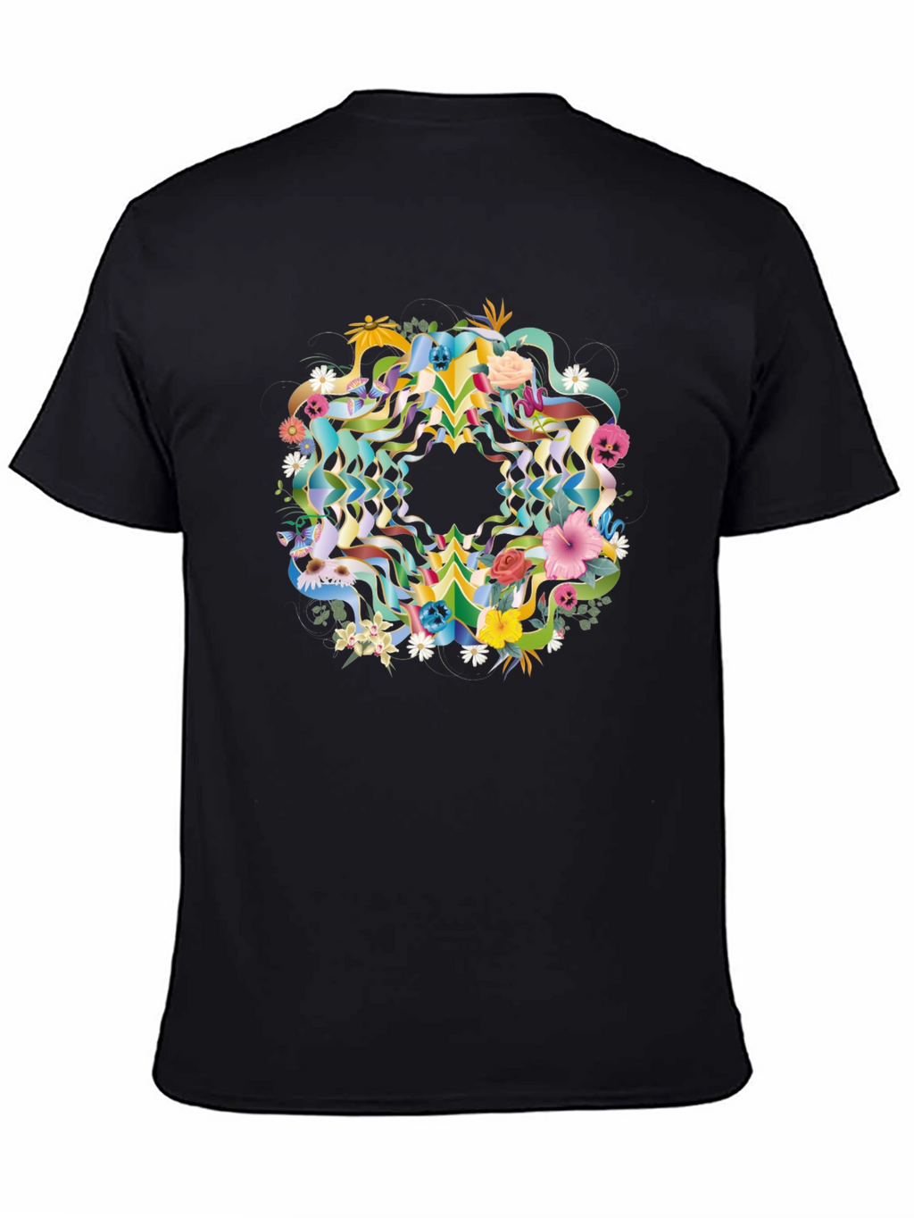 Floral Skull Mandala Black Tee