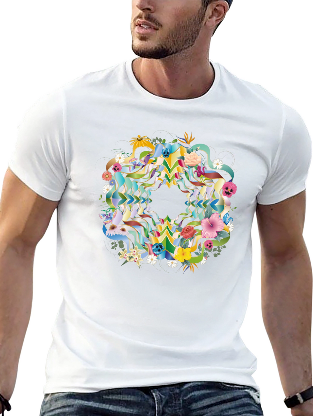 Floral Skull Mandala Black Tee