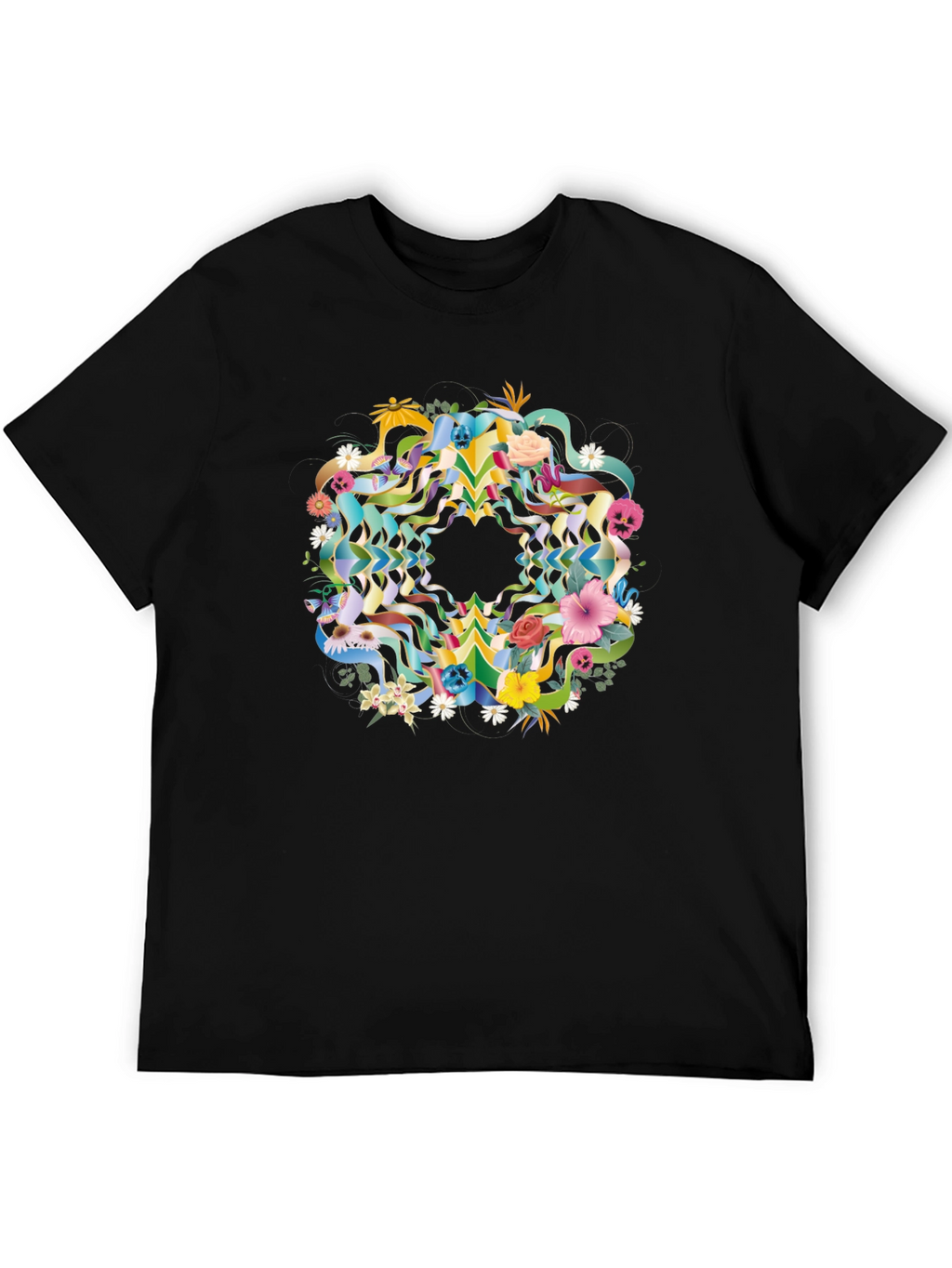 Floral Skull Mandala Black Tee