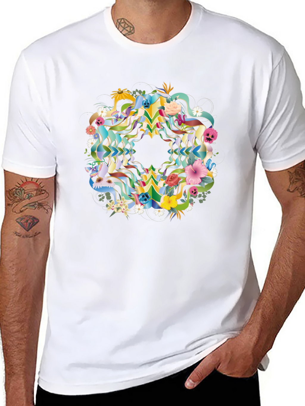 Floral Skull Mandala Black Tee