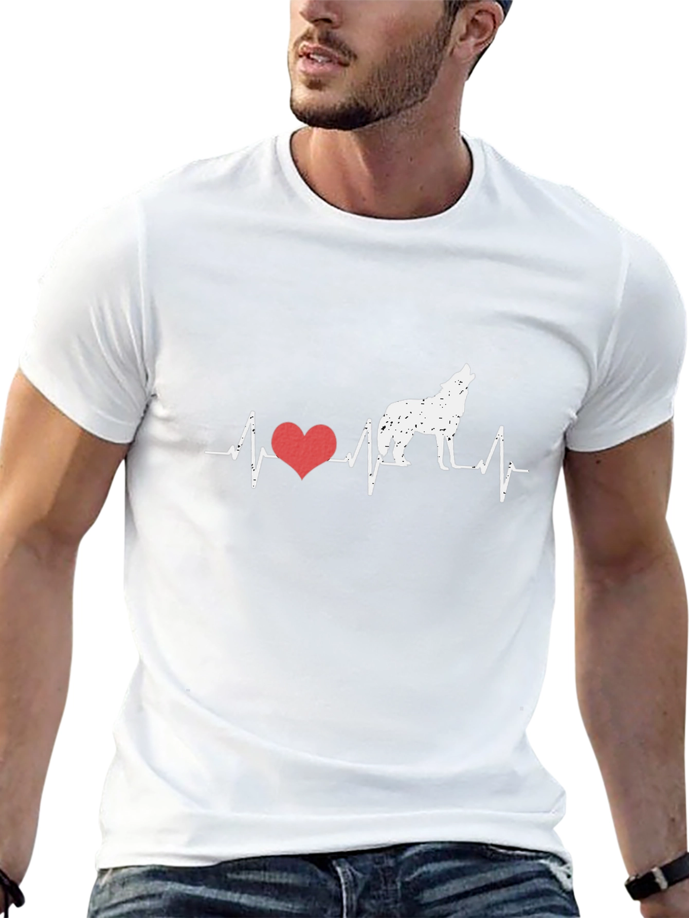 Wolf Heartbeat Graphic Tee - Black