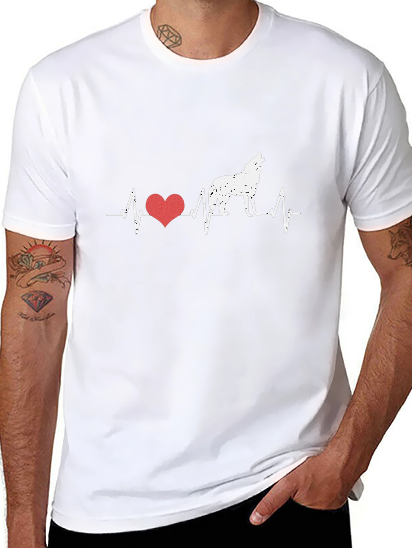 Wolf Heartbeat Graphic Tee - Black