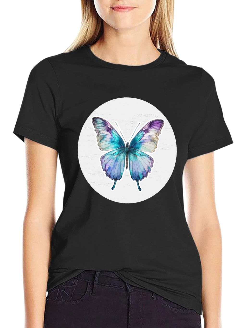 Butterfly Graphic Tee - Black Casual T-Shirt
