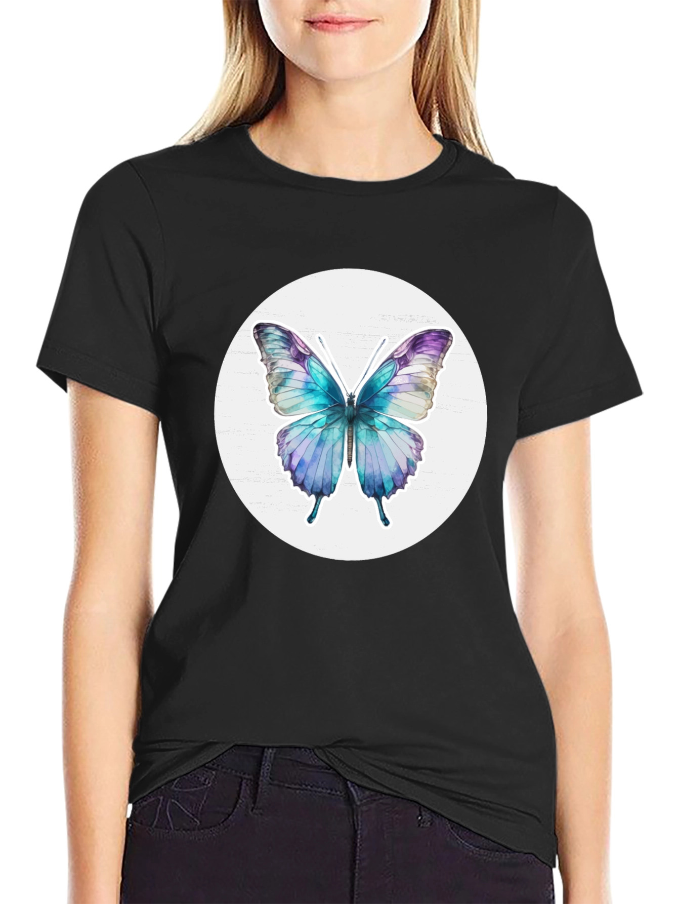 Butterfly Graphic Tee - Black Casual T-Shirt