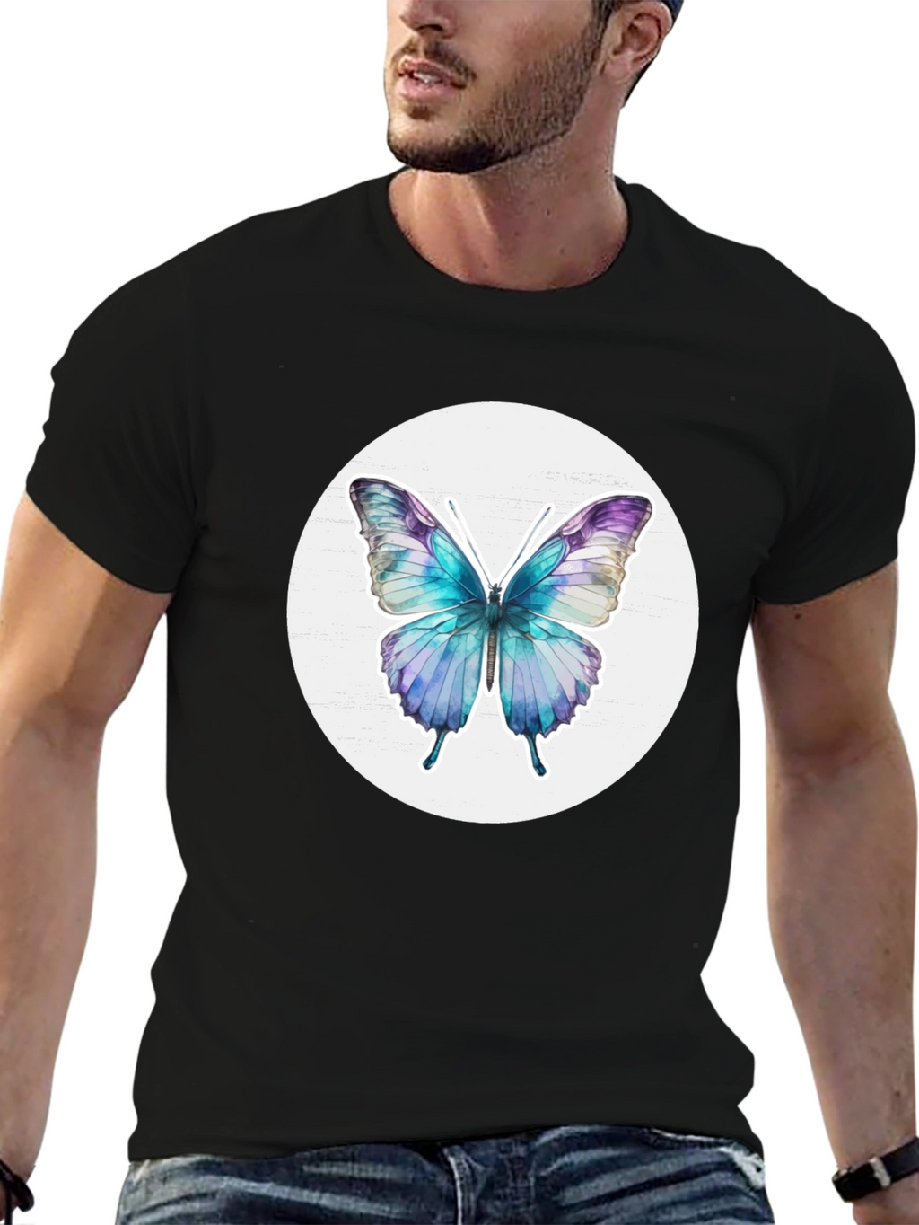 Butterfly Graphic Tee - Black Casual T-Shirt