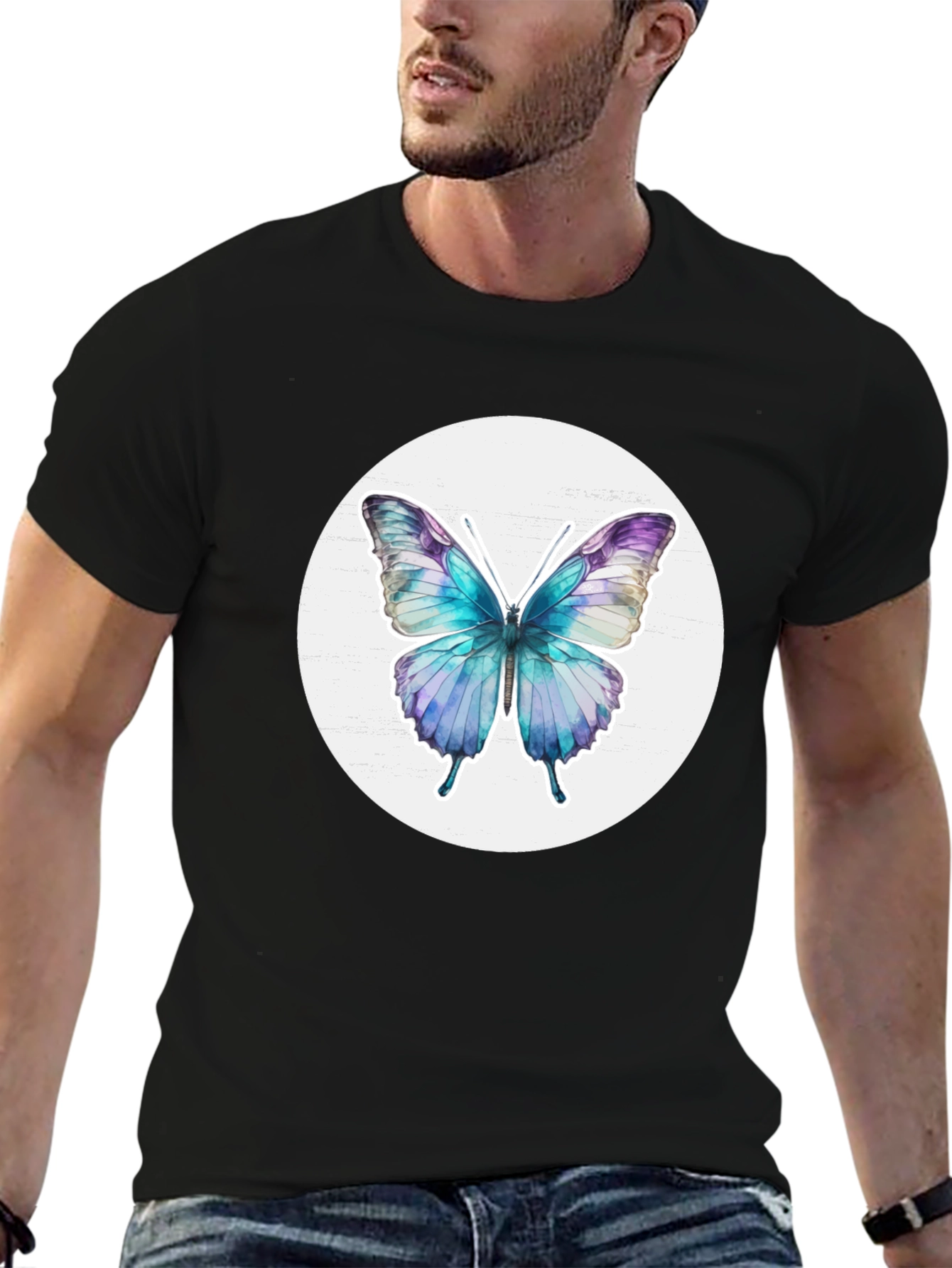 Butterfly Graphic Tee - Black Casual T-Shirt