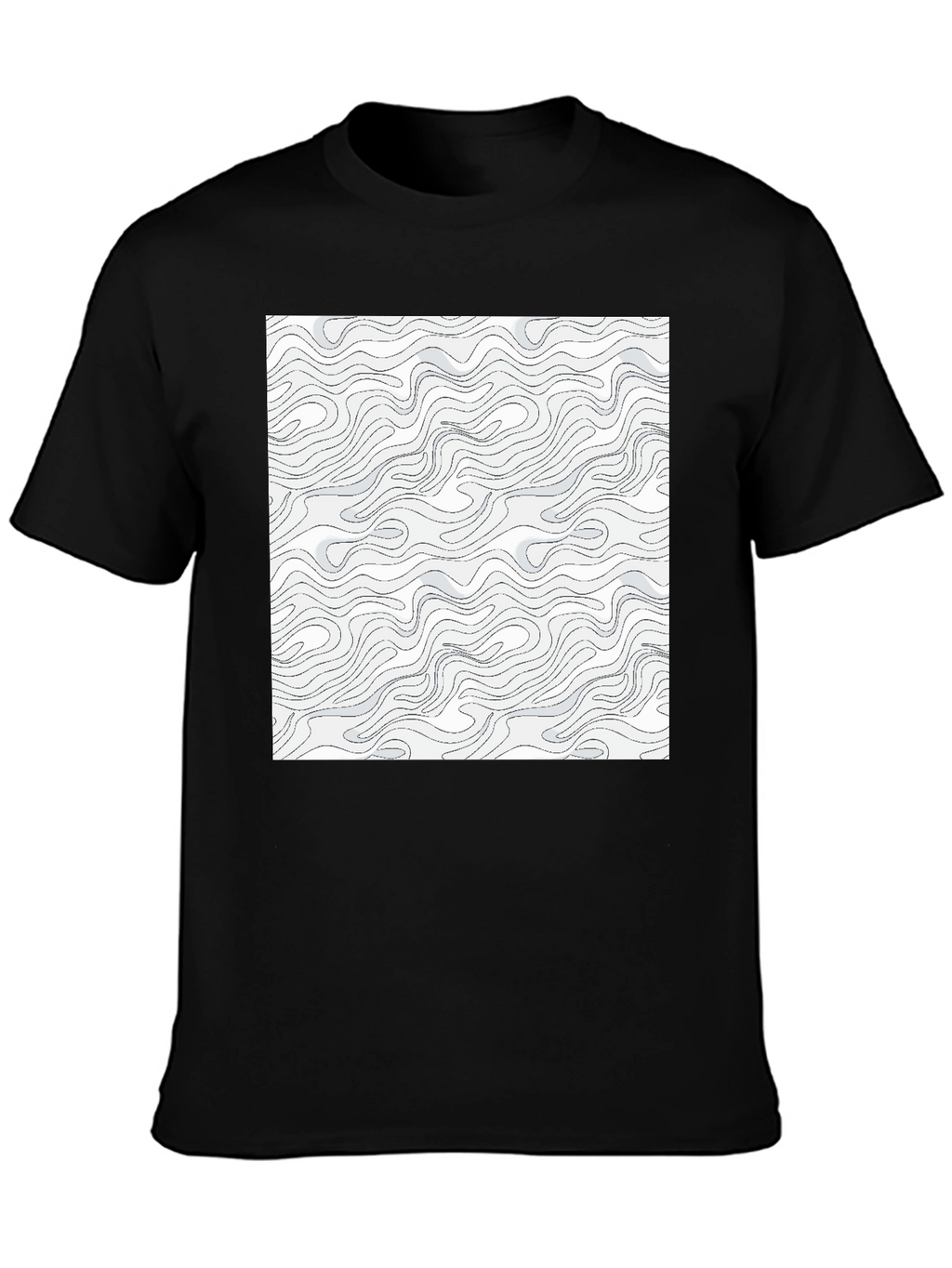 Modern Swirl Pattern Graphic Tee - Black