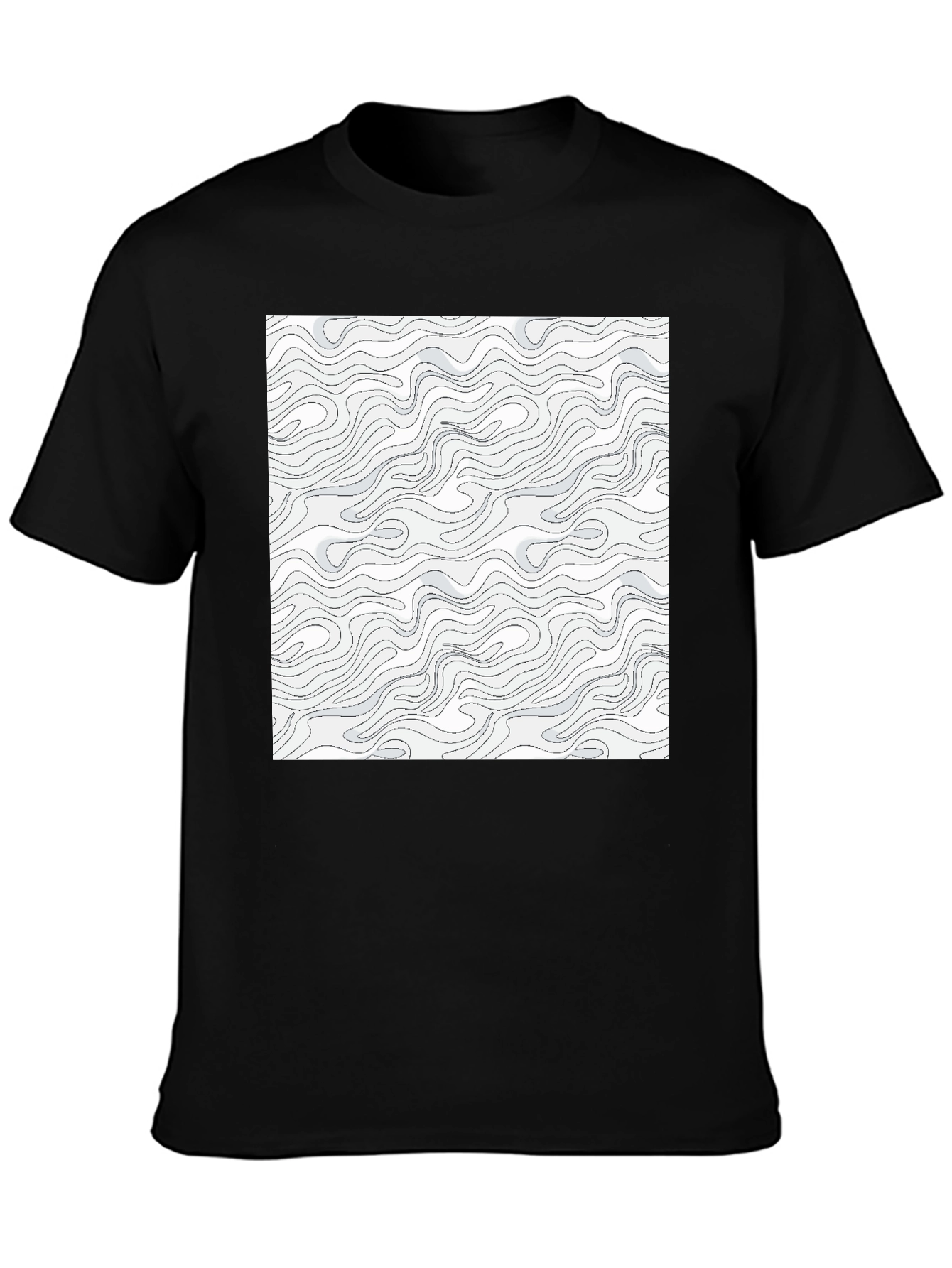 Modern Swirl Pattern Graphic Tee - Black