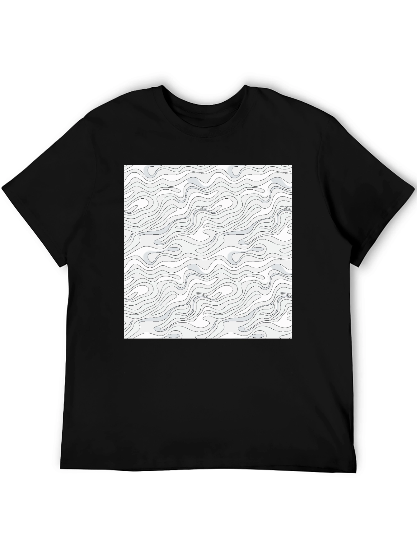Modern Swirl Pattern Graphic Tee - Black