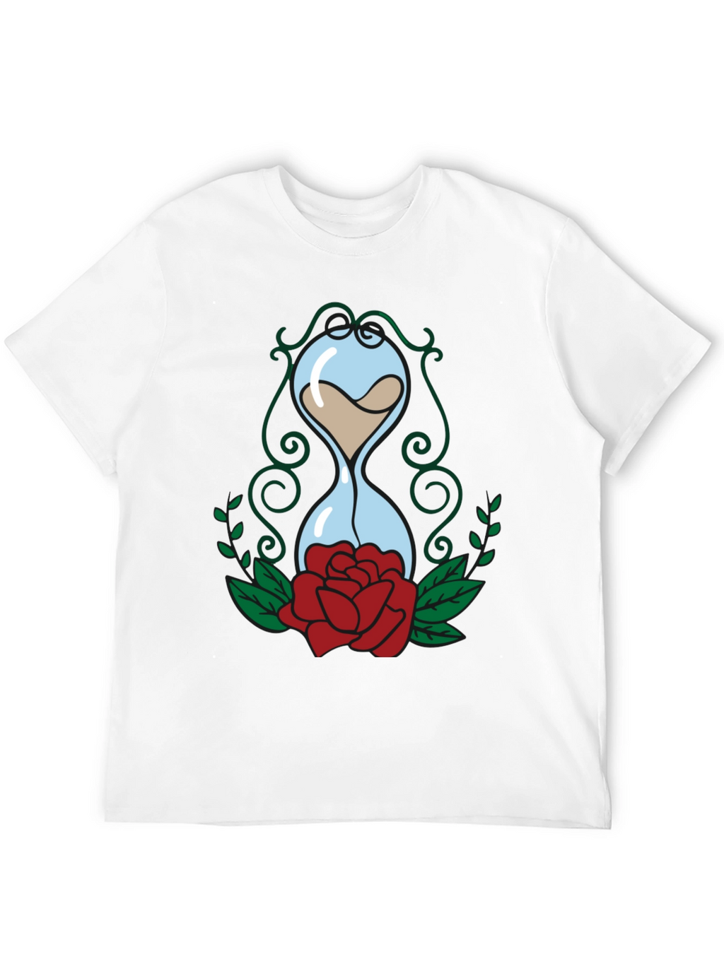 Hourglass & Rose Graphic Tee - Black Cotton
