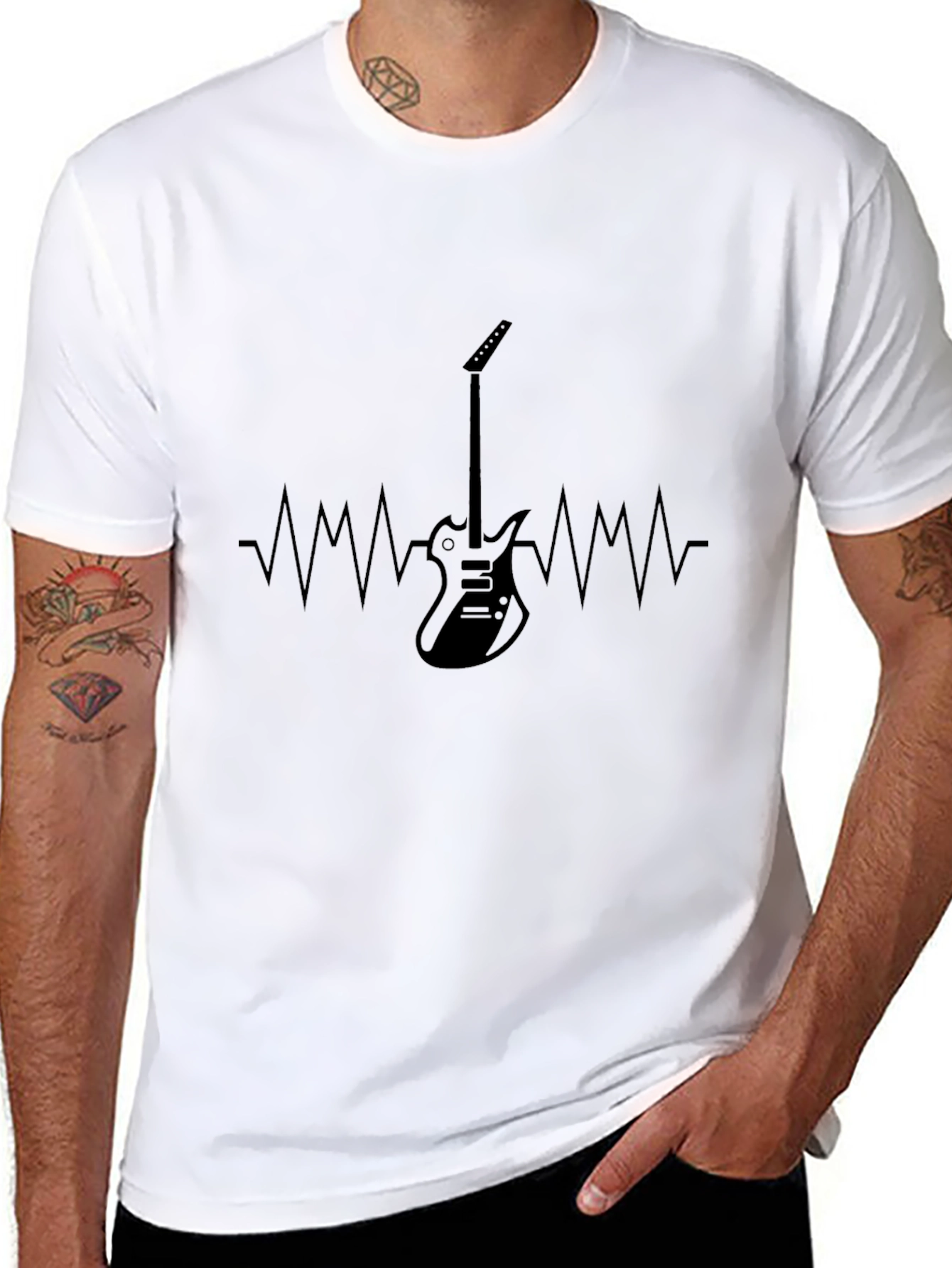 Guitar Heartbeat Graphic T-Shirt - Music Lover Tee