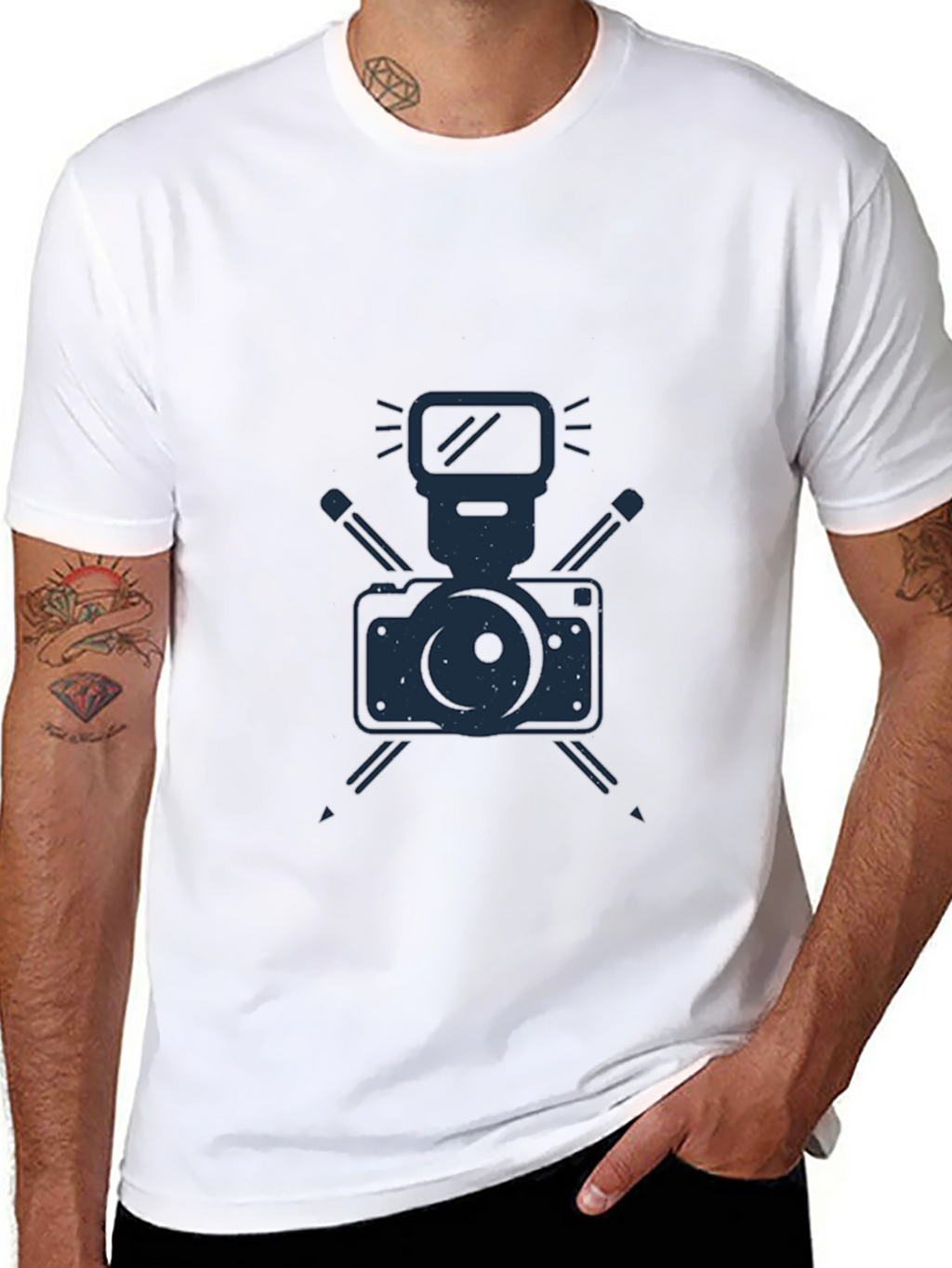 Black T-Shirt with Camera Graphic