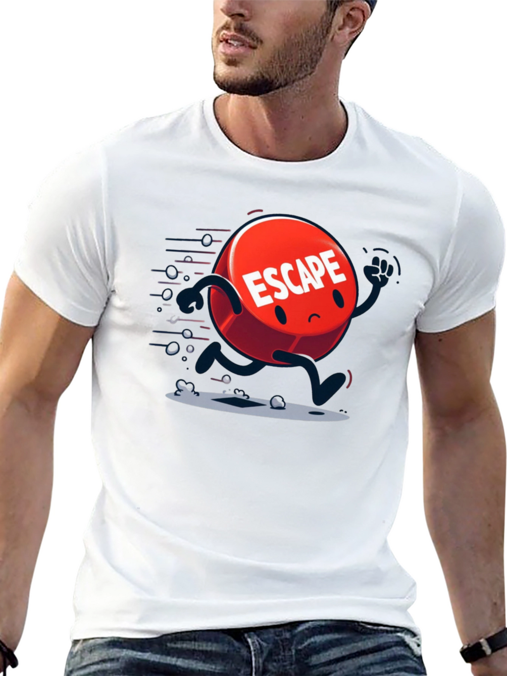 Escape Cartoon Graphic Black T-Shirt