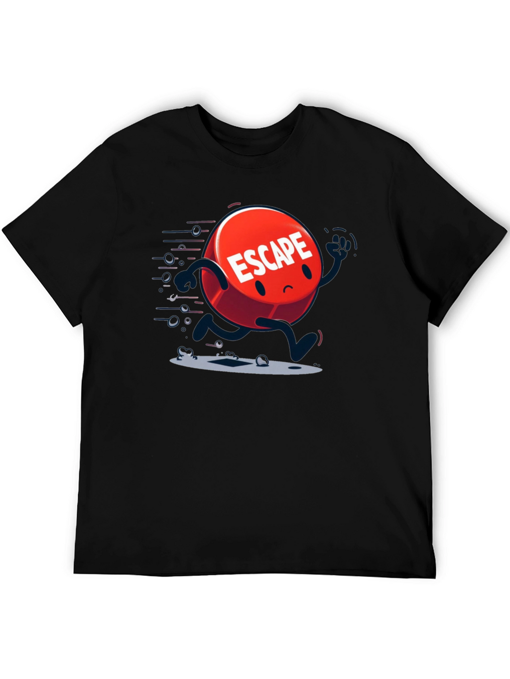 Escape Cartoon Graphic Black T-Shirt