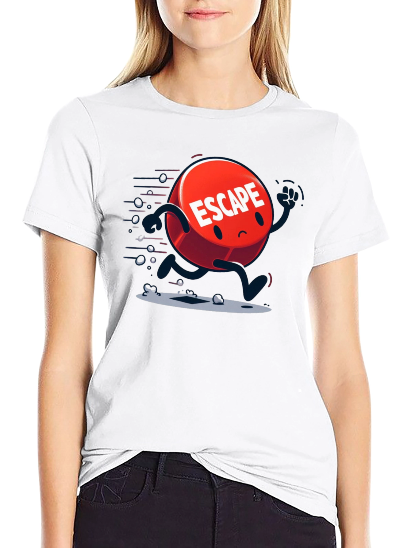 Escape Cartoon Graphic Black T-Shirt