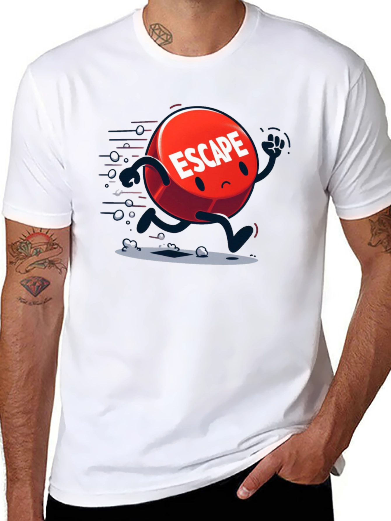 Escape Cartoon Graphic Black T-Shirt