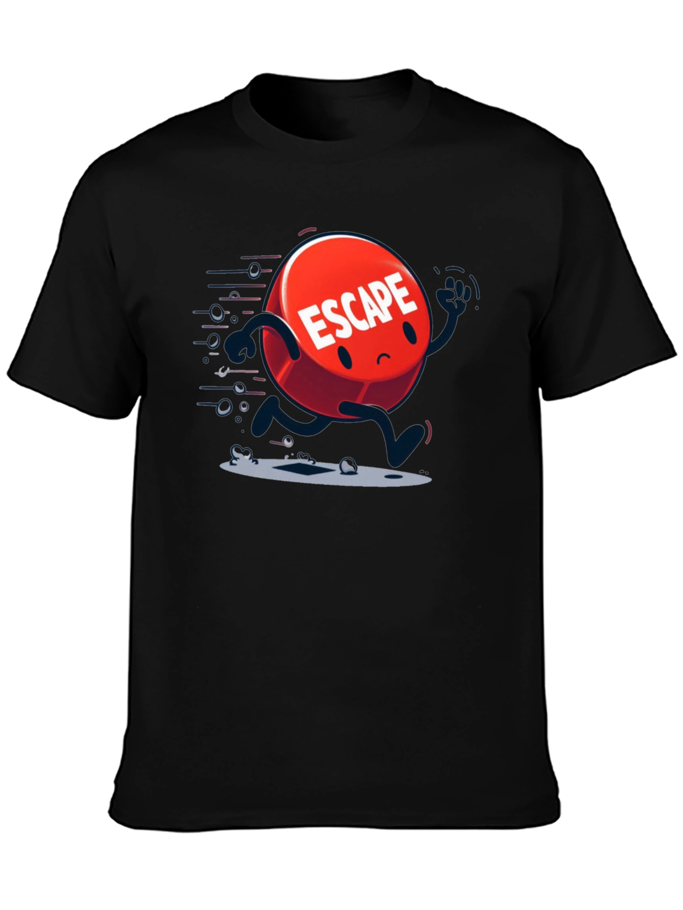 Escape Cartoon Graphic Black T-Shirt