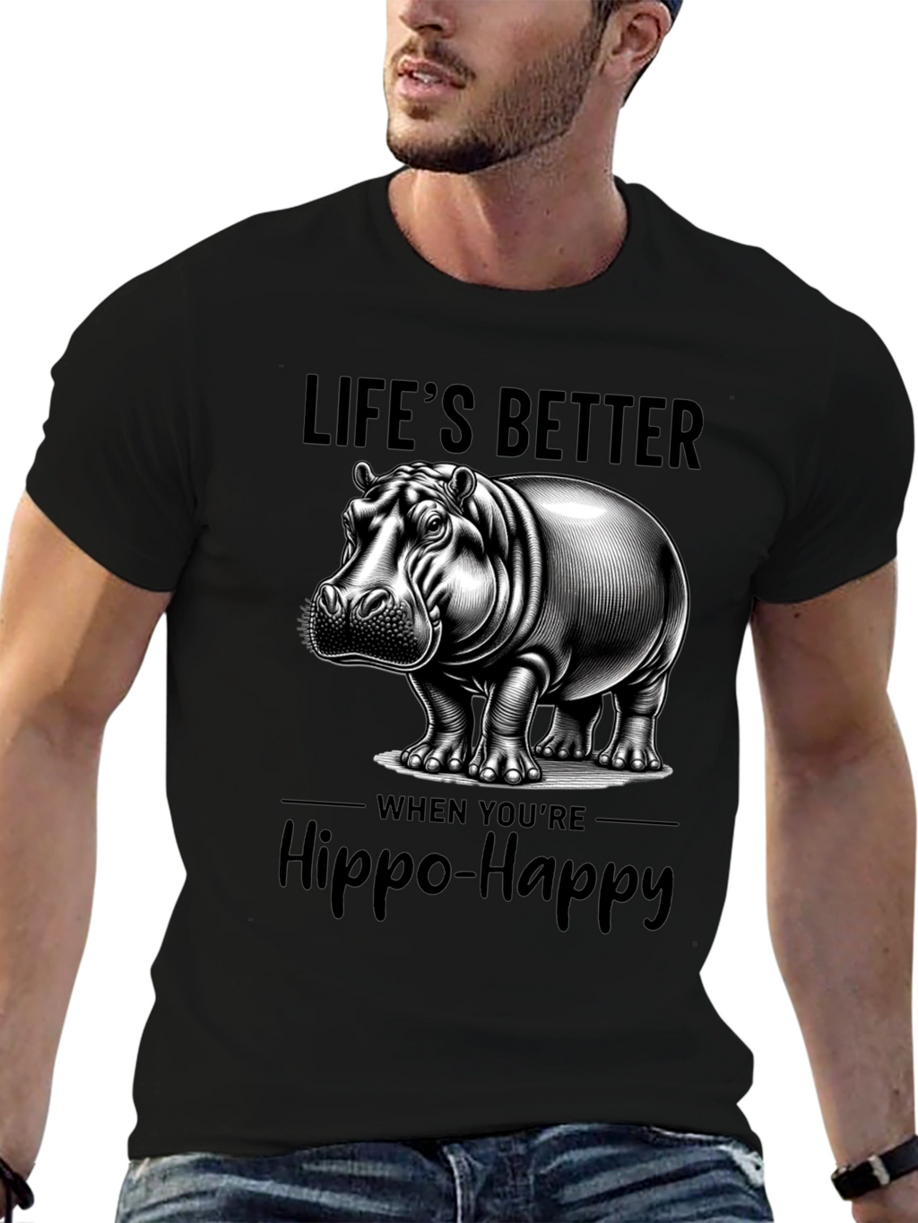 Lifes Better Hippo-Happy T-Shirt
