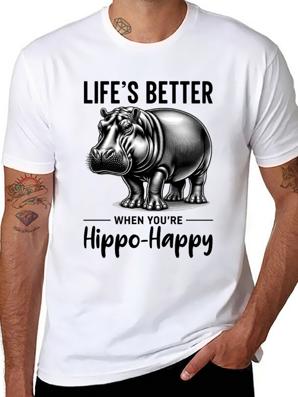 Lifes Better Hippo-Happy T-Shirt