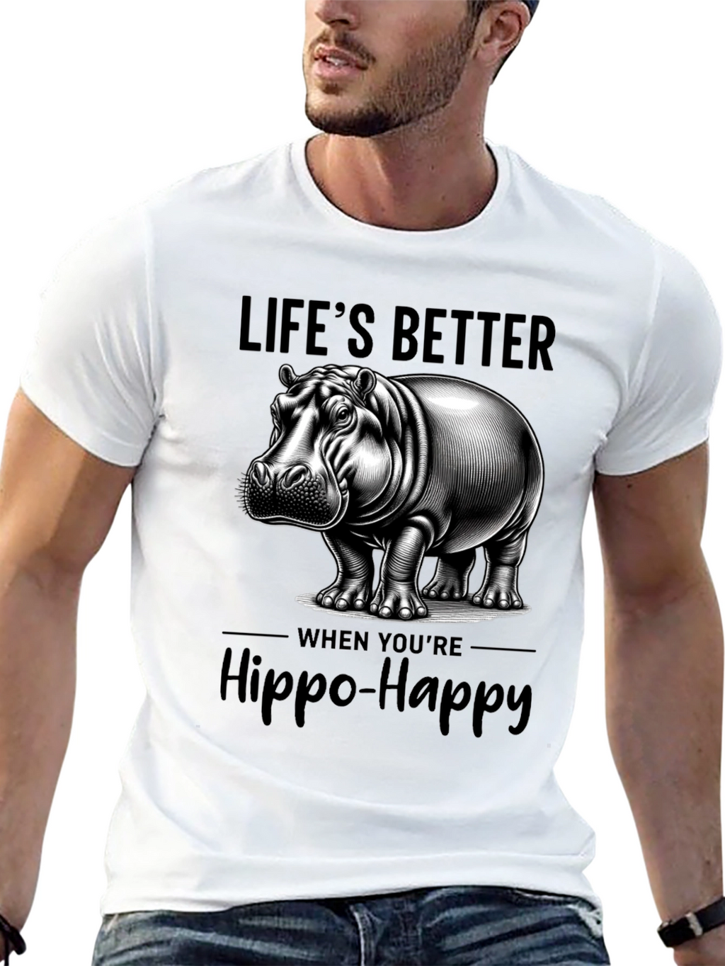 Lifes Better Hippo-Happy T-Shirt