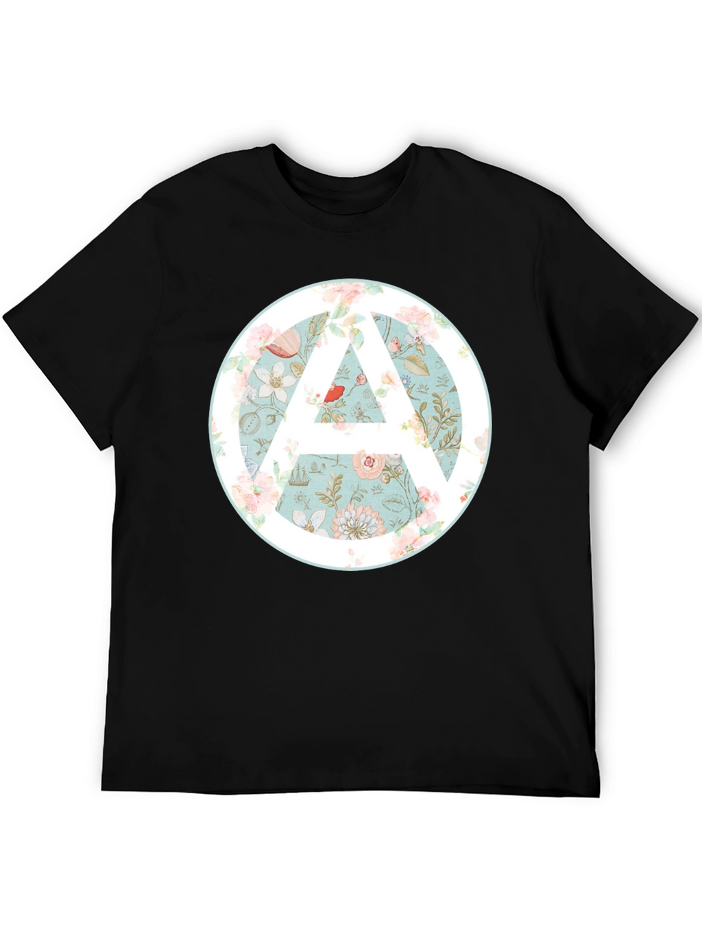 Floral Anarchy Symbol Graphic Black Tee