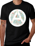 Floral Anarchy Symbol Graphic Black Tee