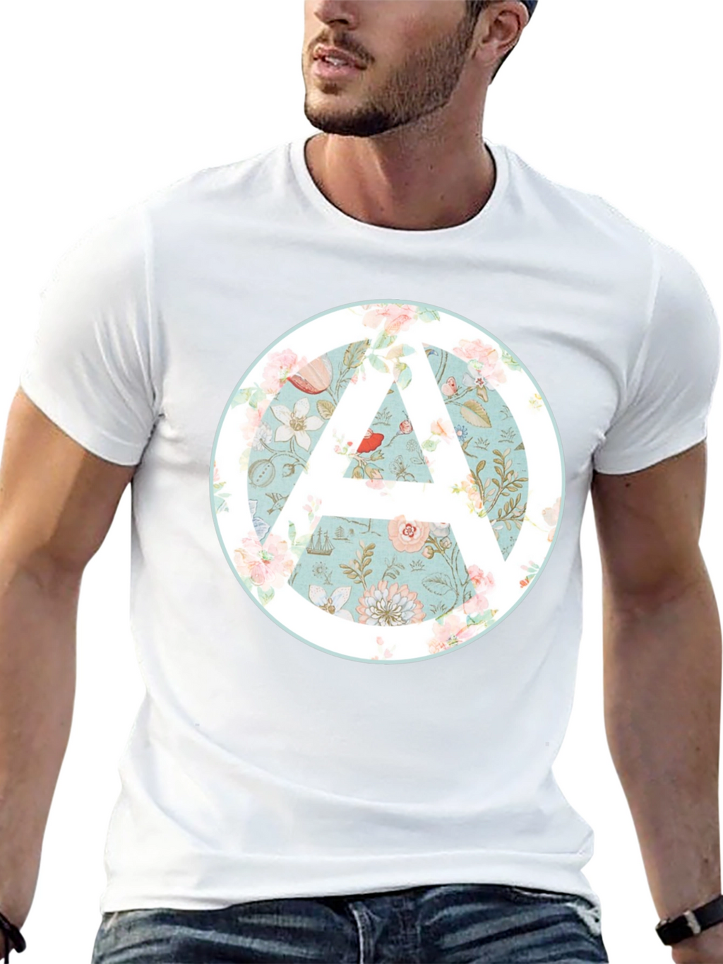 Floral Anarchy Symbol Graphic Black Tee