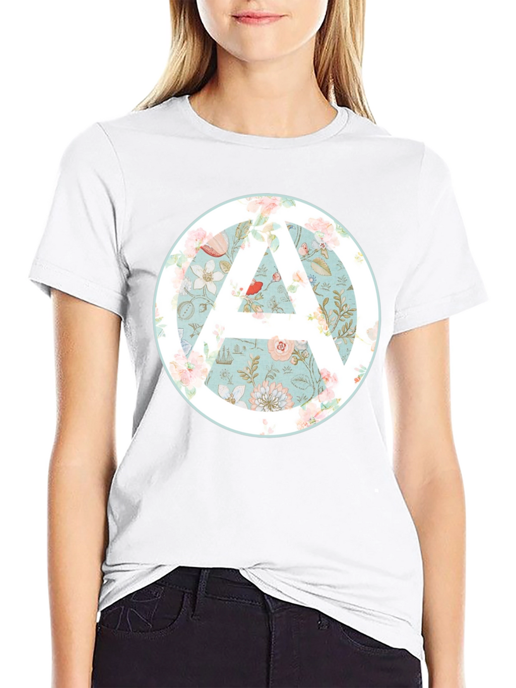 Floral Anarchy Symbol Graphic Black Tee