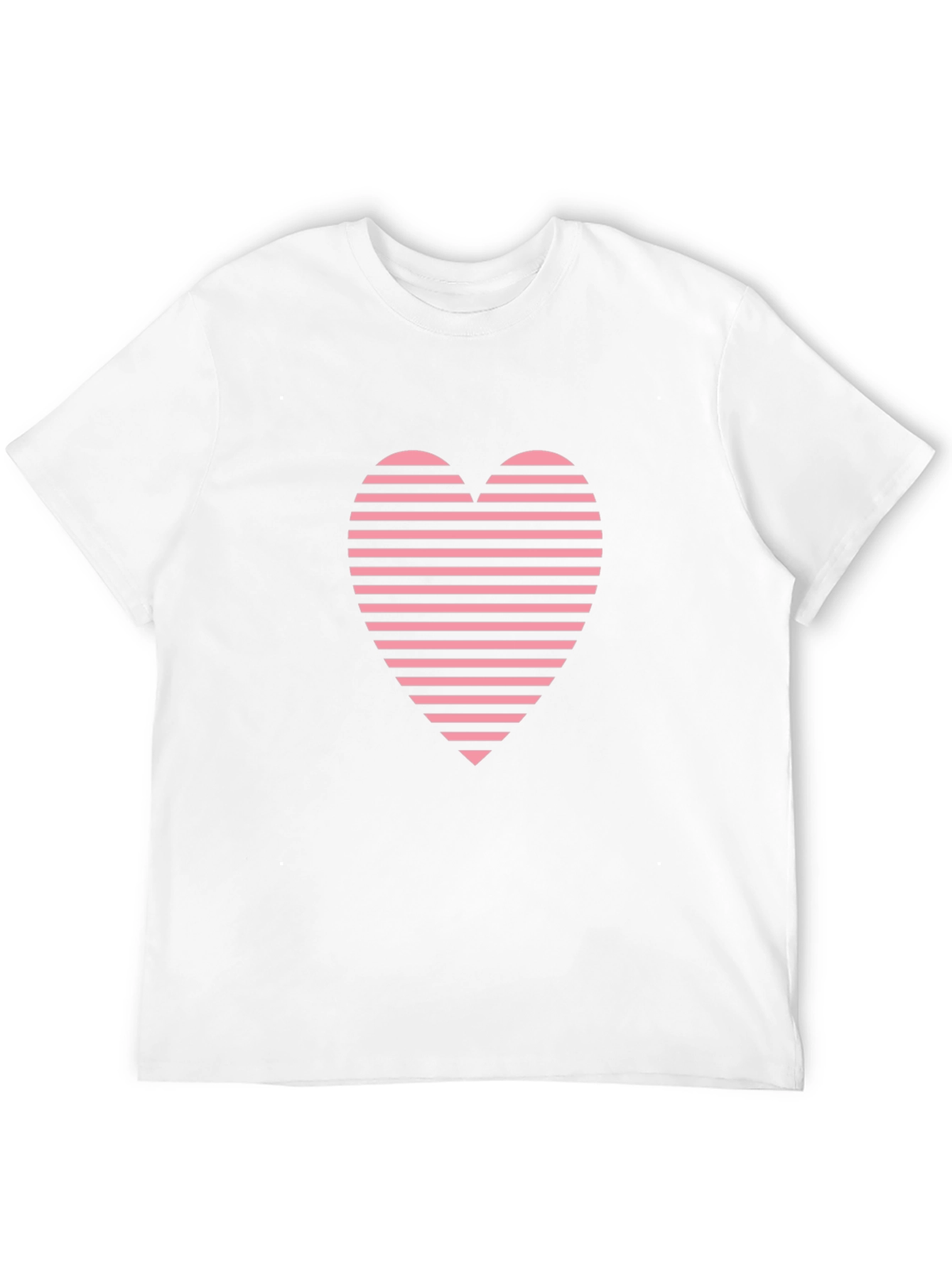 Striped Heart Graphic Tee - Casual Black T-Shirt