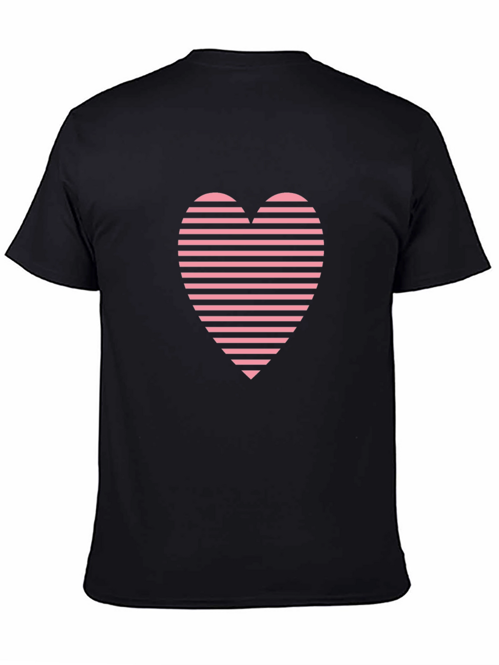 Striped Heart Graphic Tee - Casual Black T-Shirt