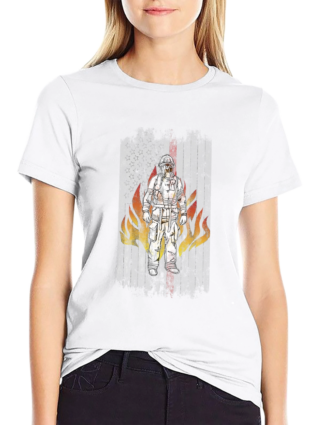Firefighter Design Black T-Shirt