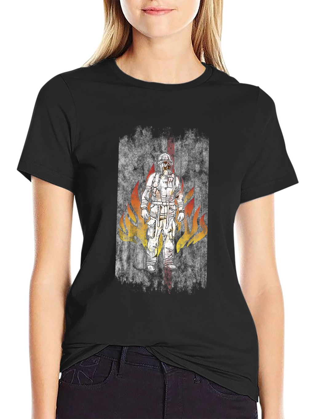 Firefighter Design Black T-Shirt