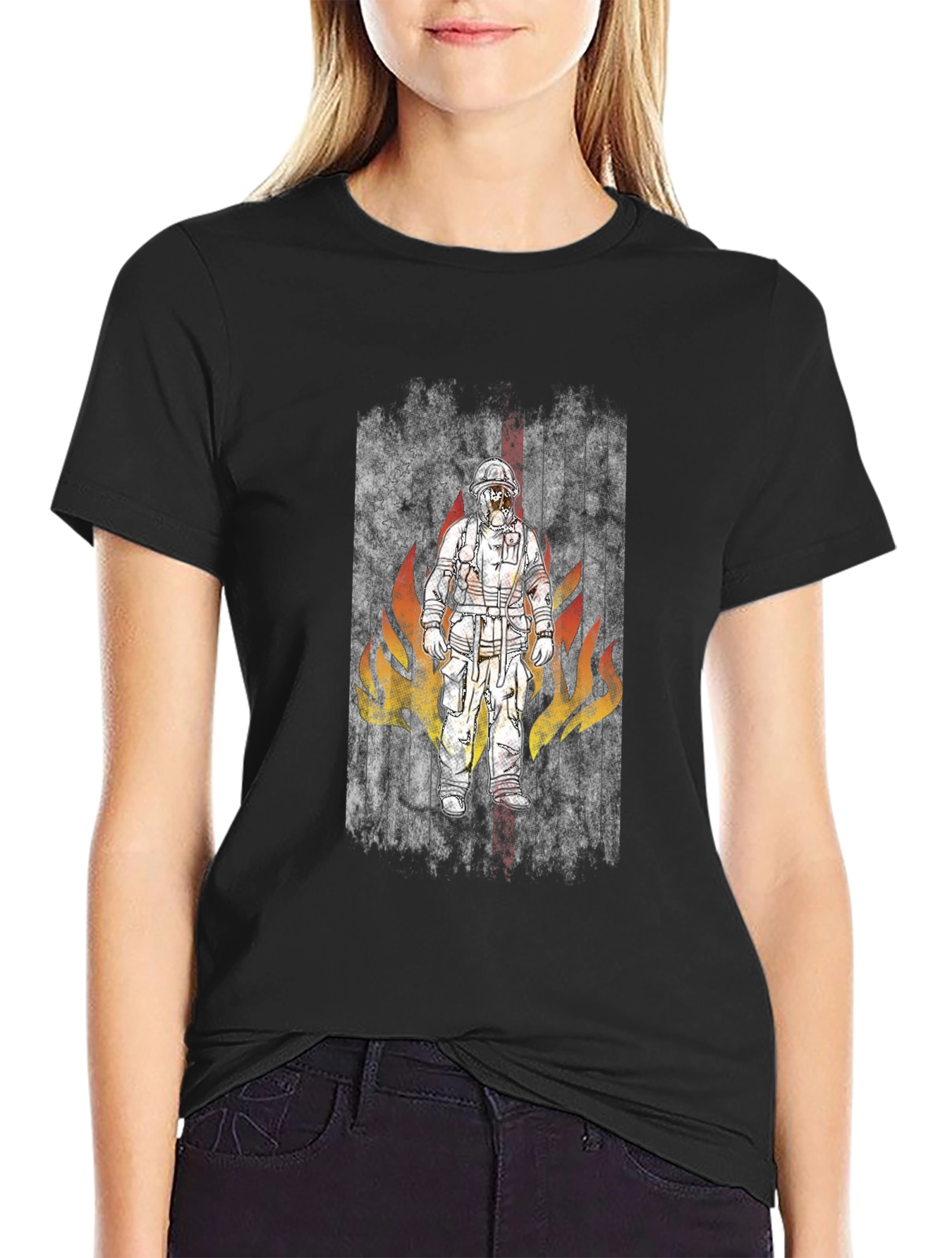 Firefighter Design Black T-Shirt