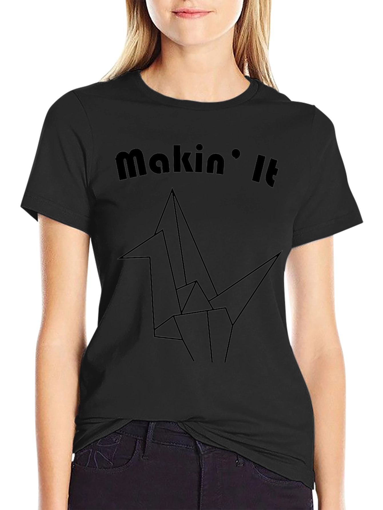 Makin It Origami Crane Graphic Tee - Black