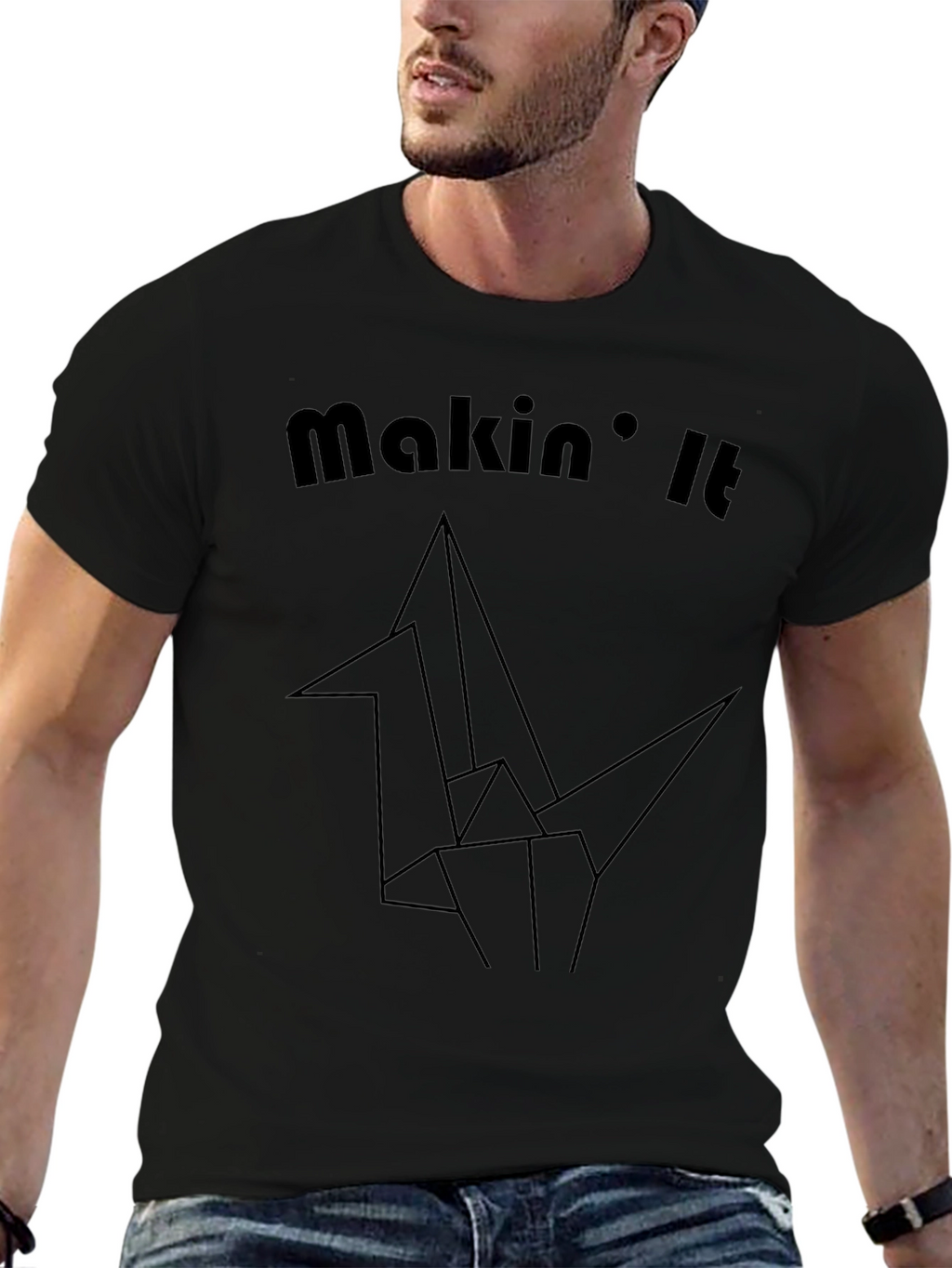 Makin It Origami Crane Graphic Tee - Black