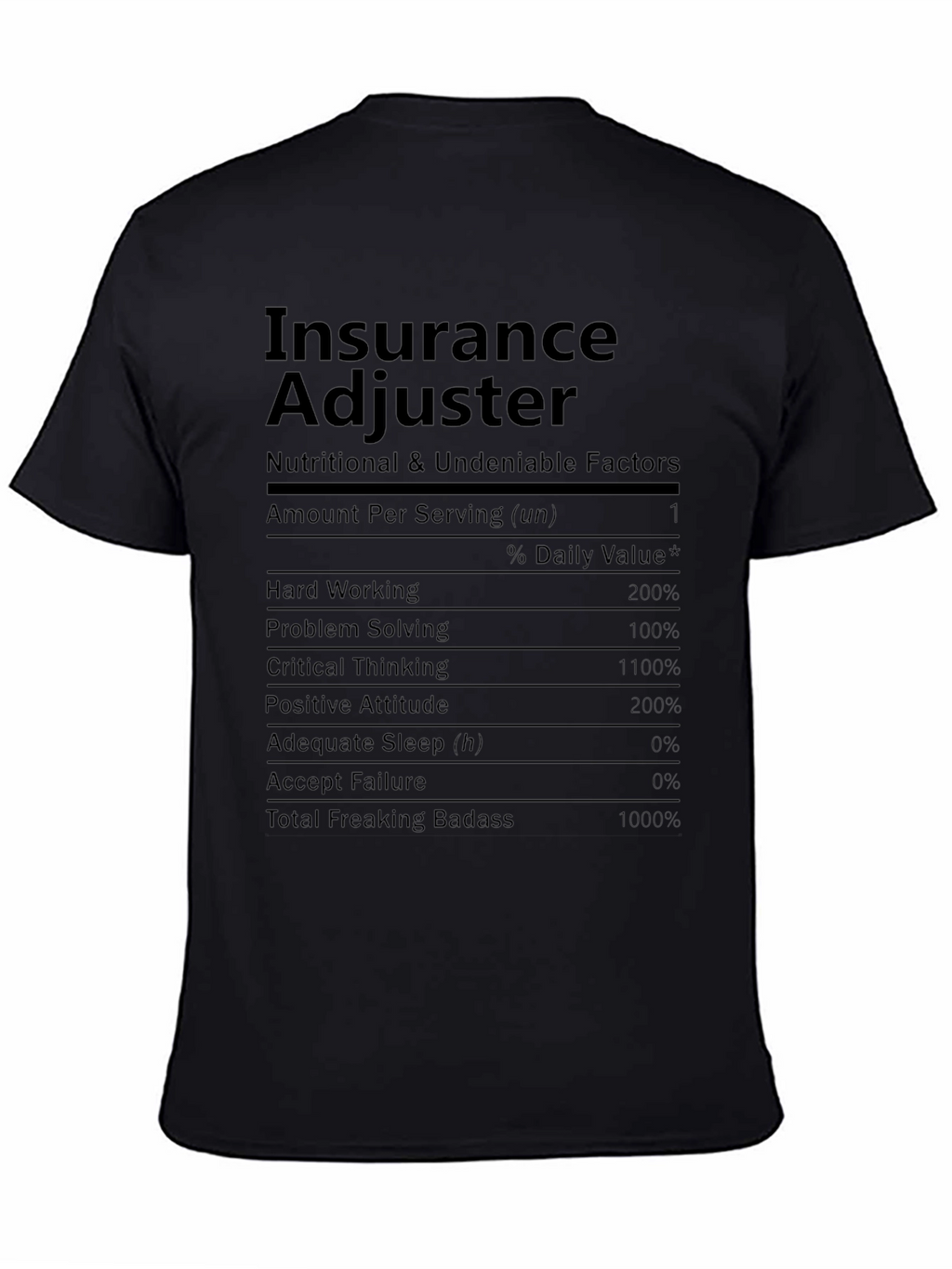 Insurance Adjuster Nutrition Facts T-Shirt